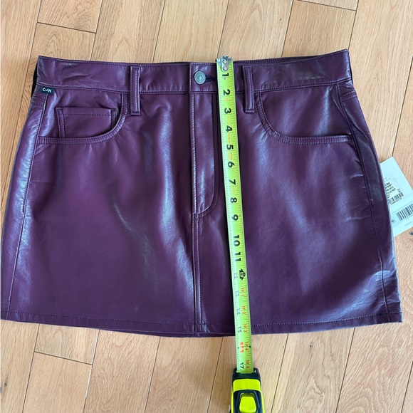 NWT Citizens Of Humanity Burgundy Recycled Leather Skirt Sz 30 - Picture 9 of 11